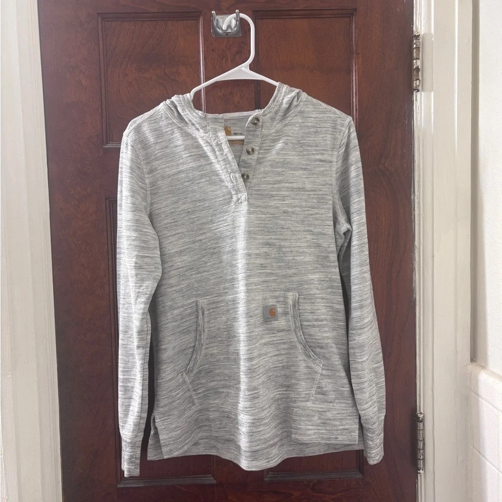 Carhartt Gray Kid’s Sz Med (8-10) Hoodie w Kangaroo Pocket, Perfectly Worn In!